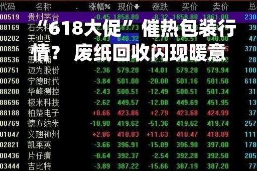“618大促”催热包装行情？ 废纸回收闪现暖意 Q2需求暂不及预期|行业动态