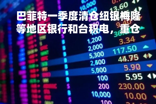 巴菲特一季度清仓纽银梅隆等地区银行和台积电，重仓苹果
