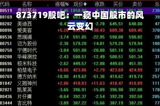873719股吧：一窥中国股市的风云变幻