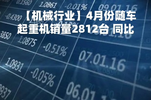 【机械行业】4月份随车起重机销量2812台 同比增长61.8%