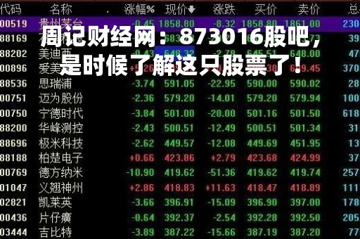 周记财经网：873016股吧，是时候了解这只股票了！