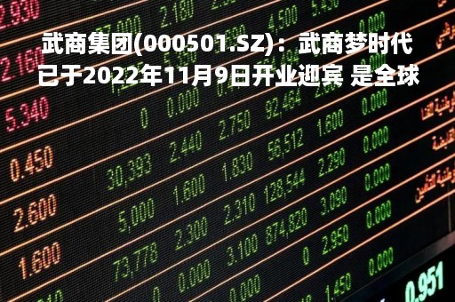 武商集团(000501.SZ)：武商梦时代已于2022年11月9日开业迎宾 是全球最大的纯商业体
