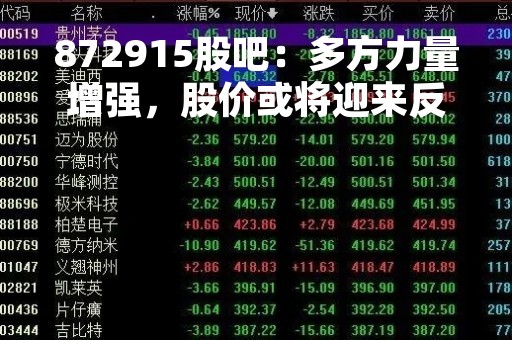 872915股吧：多方力量增强，股价或将迎来反弹