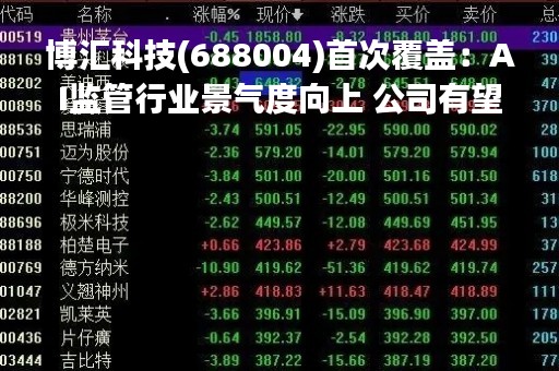 博汇科技(688004)首次覆盖：AI监管行业景气度向上 公司有望迎来新增量