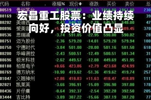 宏昌重工股票：业绩持续向好，投资价值凸显