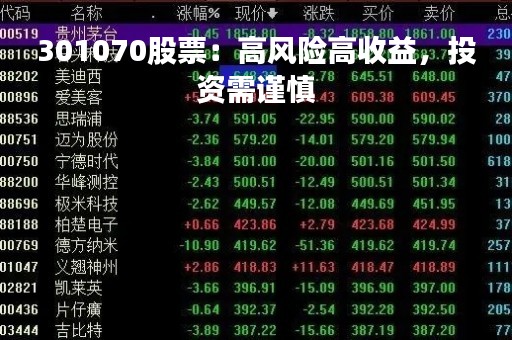 301070股票：高风险高收益，投资需谨慎
