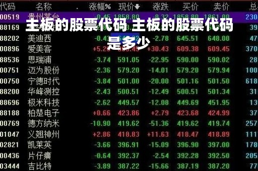 主板的股票代码 主板的股票代码是多少