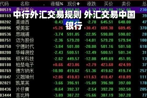 中行外汇交易规则 外汇交易中国银行
