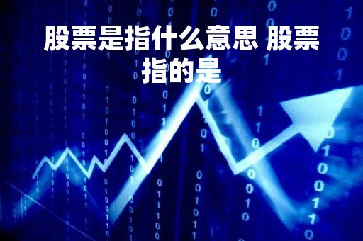 股票是指什么意思 股票指的是