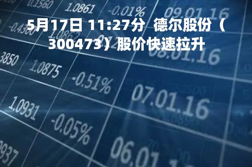 5月17日 11:27分  德尔股份（300473）股价快速拉升