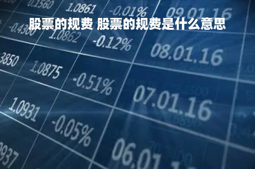 股票的规费 股票的规费是什么意思