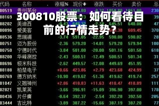 300810股票：如何看待目前的行情走势？