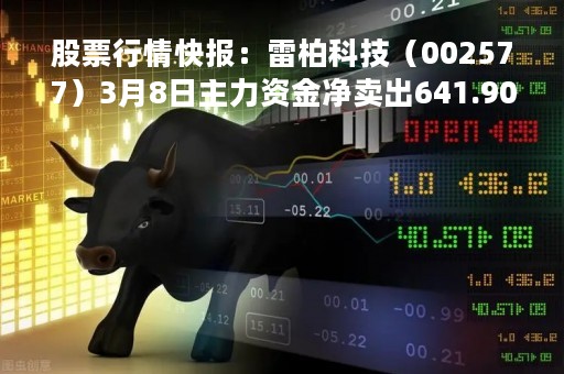 股票行情快报：雷柏科技（002577）3月8日主力资金净卖出641.90万元
