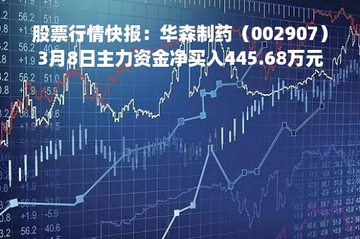 股票行情快报:华森制药(002907)3月8日主力资金净买入445.68万元