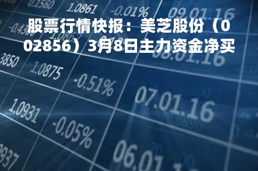 股票行情快报：美芝股份（002856）3月8日主力资金净买入60.81万元