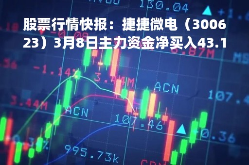 股票行情快报：捷捷微电（300623）3月8日主力资金净买入43.17万元