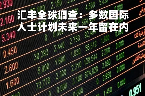 汇丰全球调查：多数国际人士计划未来一年留在内地 比例全球最高