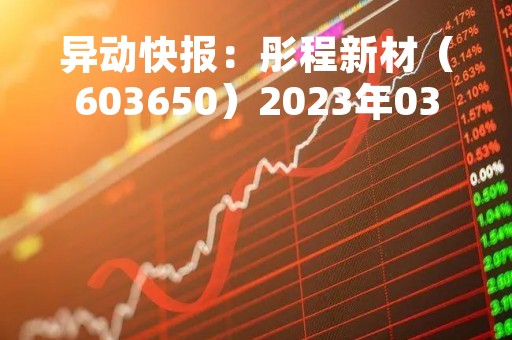 异动快报：彤程新材（603650）2023年03月09日09时57分触及涨停板