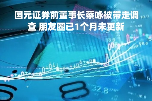 国元证券前董事长蔡咏被带走调查 朋友圈已1个月未更新