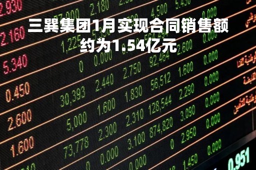 三巽集团1月实现合同销售额约为1.54亿元