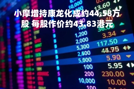 小摩增持康龙化成约44.58万股 每股作价约43.83港元