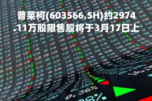 普莱柯(603566.SH)约2974.11万股限售股将于3月17日上市流通