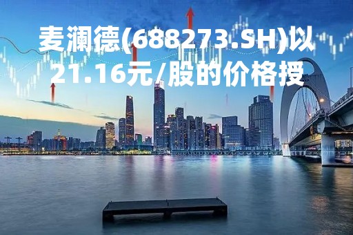 麦澜德(688273.SH)以21.16元/股的价格授出309万股限制性股票