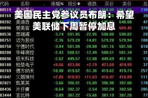 美国民主党参议员布朗：希望美联储下周暂停加息