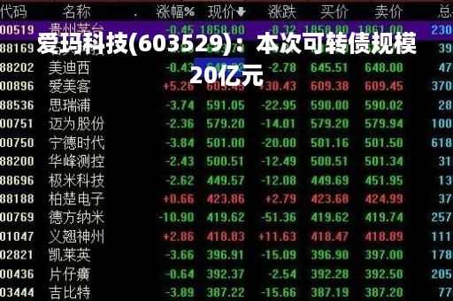 爱玛科技(603529)：本次可转债规模20亿元