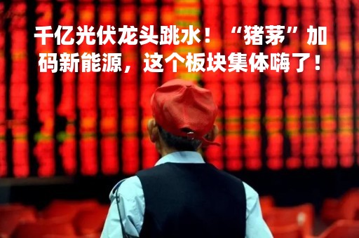 千亿光伏龙头跳水！“猪茅”加码新能源，这个板块集体嗨了！最新，硅谷银行所有存款全部转移！