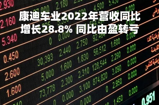 康迪车业2022年营收同比增长28.8% 同比由盈转亏