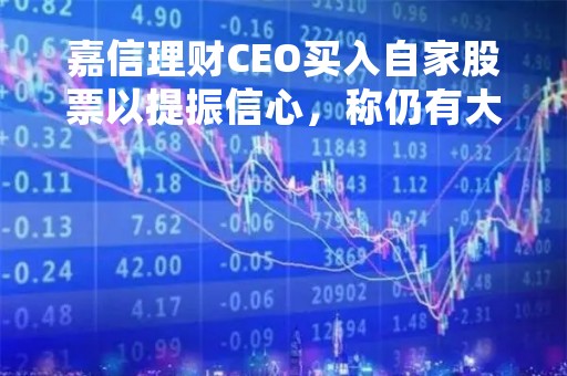 嘉信理财CEO买入自家股票以提振信心，称仍有大量资金流入