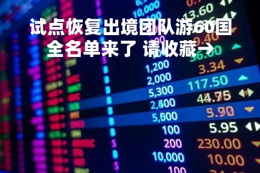 试点恢复出境团队游60国全名单来了 请收藏→