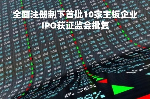 全面注册制下首批10家主板企业IPO获证监会批复