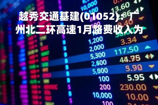 越秀交通基建(01052)：广州北二环高速1月路费收入为6947.4万元 同比减少26.7%