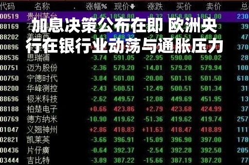 加息决策公布在即 欧洲央行在银行业动荡与通胀压力之下陷两难境地