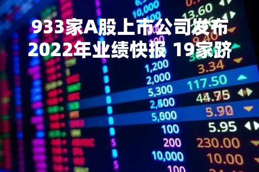 933家A股上市公司发布2022年业绩快报 19家跻身净利润“百亿元俱乐部”