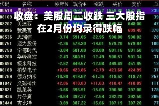 收盘：美股周二收跌 三大股指在2月份均录得跌幅
