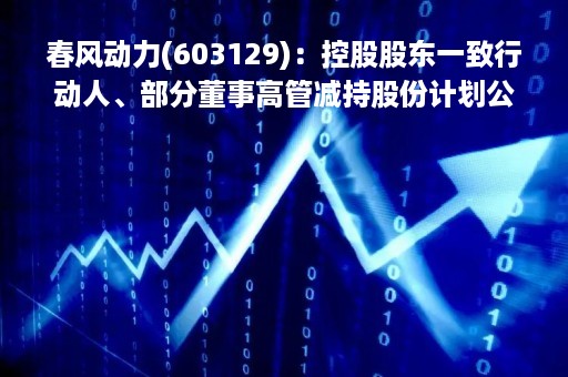 春风动力(603129)：控股股东一致行动人、部分董事高管减持股份计划公告