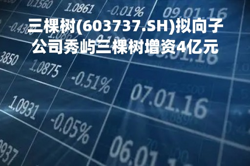 三棵树(603737.SH)拟向子公司秀屿三棵树增资4亿元