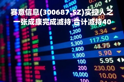 赛意信息(300687.SZ)实控人之一张成康完成减持 合计减持400万股
