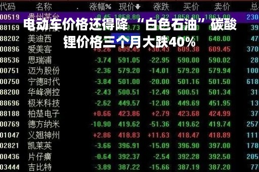 电动车价格还得降 “白色石油”碳酸锂价格三个月大跌40%