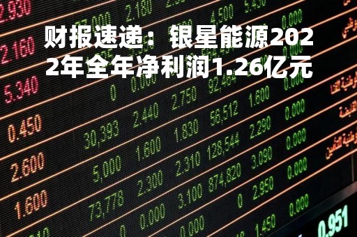 财报速递：银星能源2022年全年净利润1.26亿元，总体财务状况一般