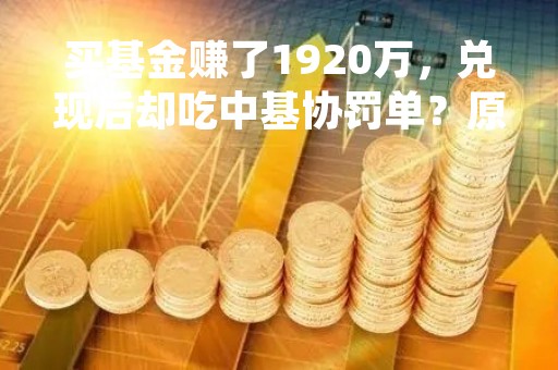 买基金赚了1920万，兑现后却吃中基协罚单？原来是这家公司没讲“先来后到”