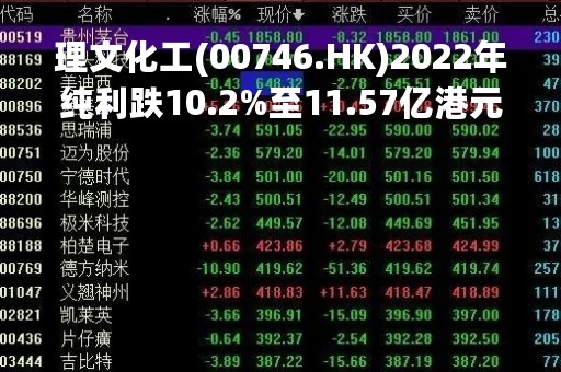 理文化工(00746.HK)2022年纯利跌10.2%至11.57亿港元 全年派息55港仙