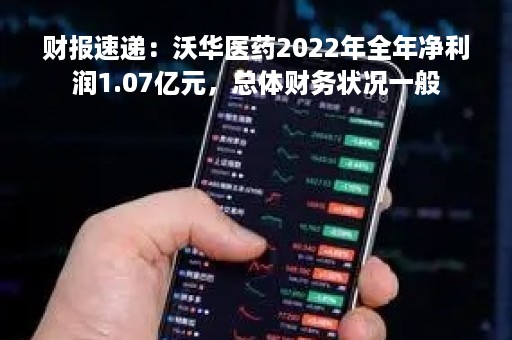 财报速递：沃华医药2022年全年净利润1.07亿元，总体财务状况一般