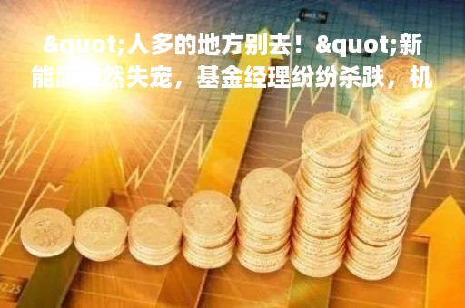 "人多的地方别去！"新能源突然失宠，基金经理纷纷杀跌，机会轮到这个板块了