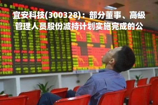 宜安科技(300328)：部分董事、高级管理人员股份减持计划实施完成的公告