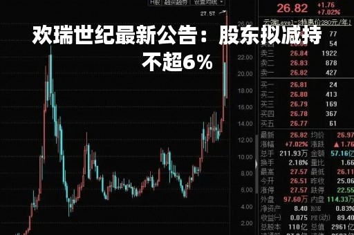 欢瑞世纪最新公告：股东拟减持不超6%