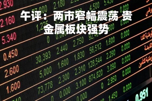 午评：两市窄幅震荡 贵金属板块强势